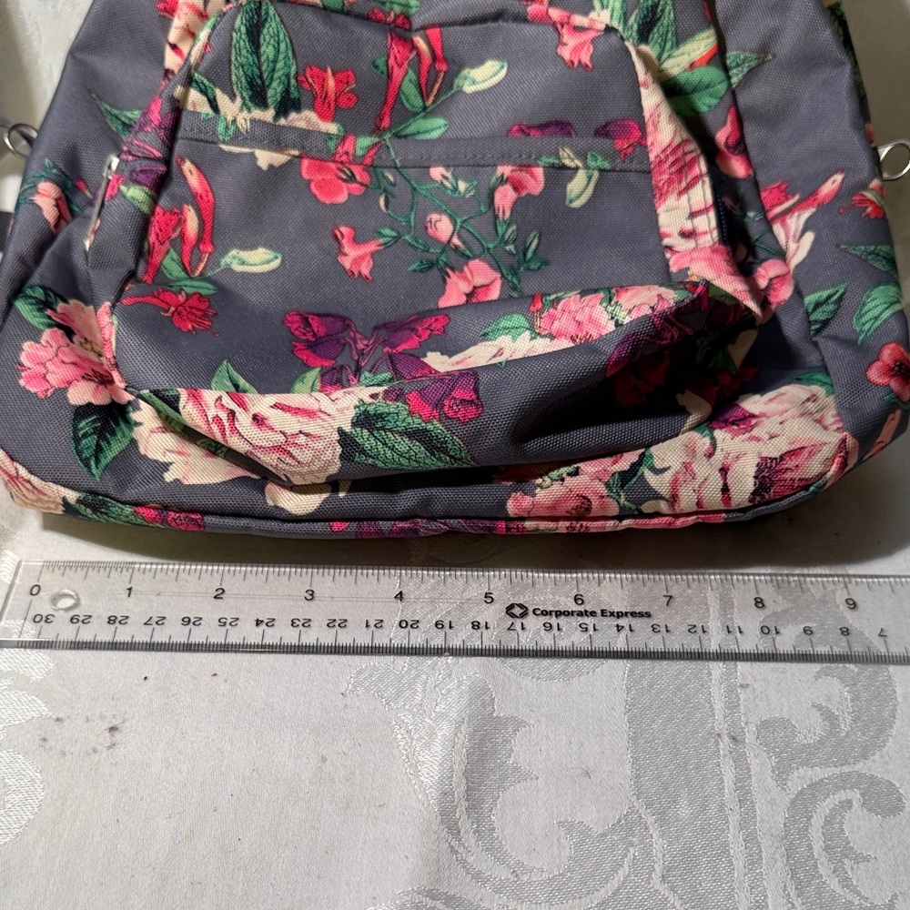Jansport Floral Backpack in Gray and Pink - Picture 10 of 11